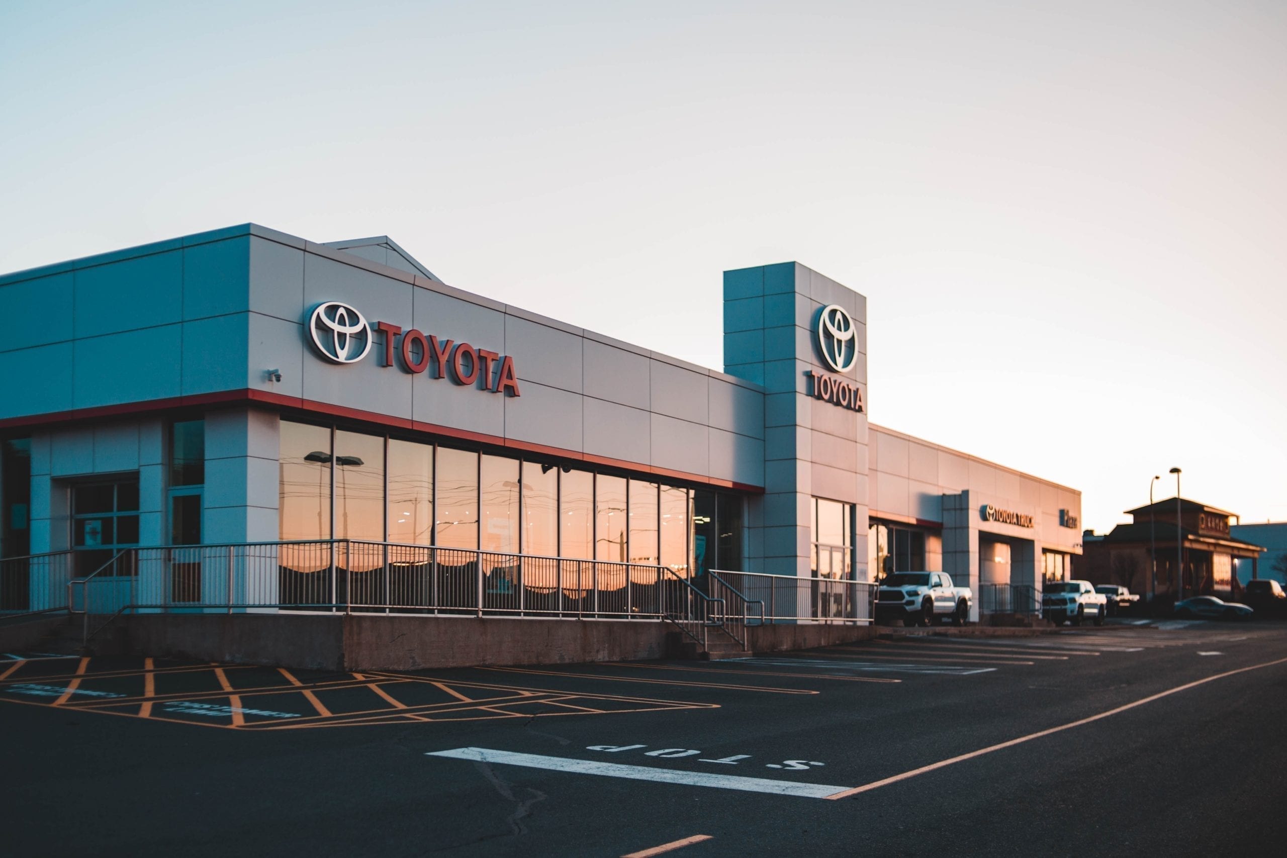 Toyota dealership at dawn, one of the many sales-driven jobs that are classified as variable employment that can affect a mortgage