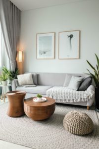 a beige-tone living room with a couch and floor cushion, highlighting mortgages that involve buying a second home