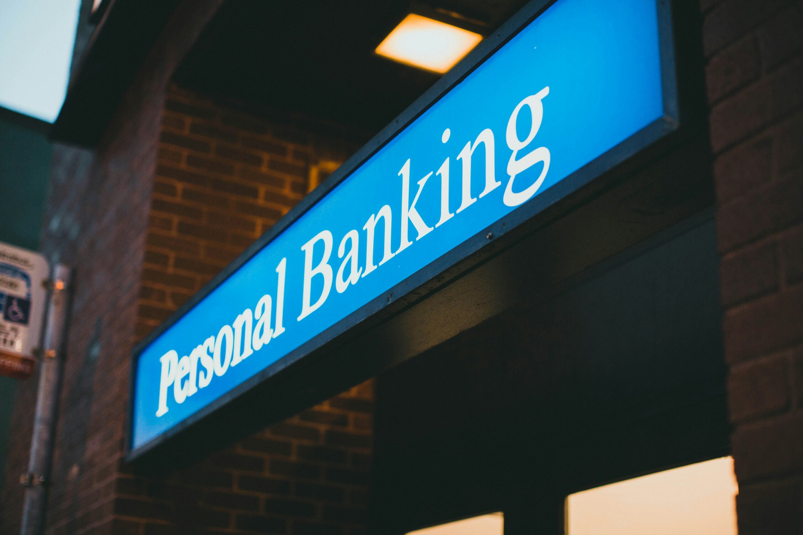 a photo of a blue banner that says personal banking to explain the difference between private lending and alternative lending